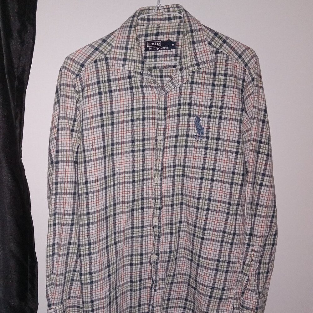 Polo Ralph Lauren Shirt Green Plaid Dress Button Up Shirt Men Size M Usa